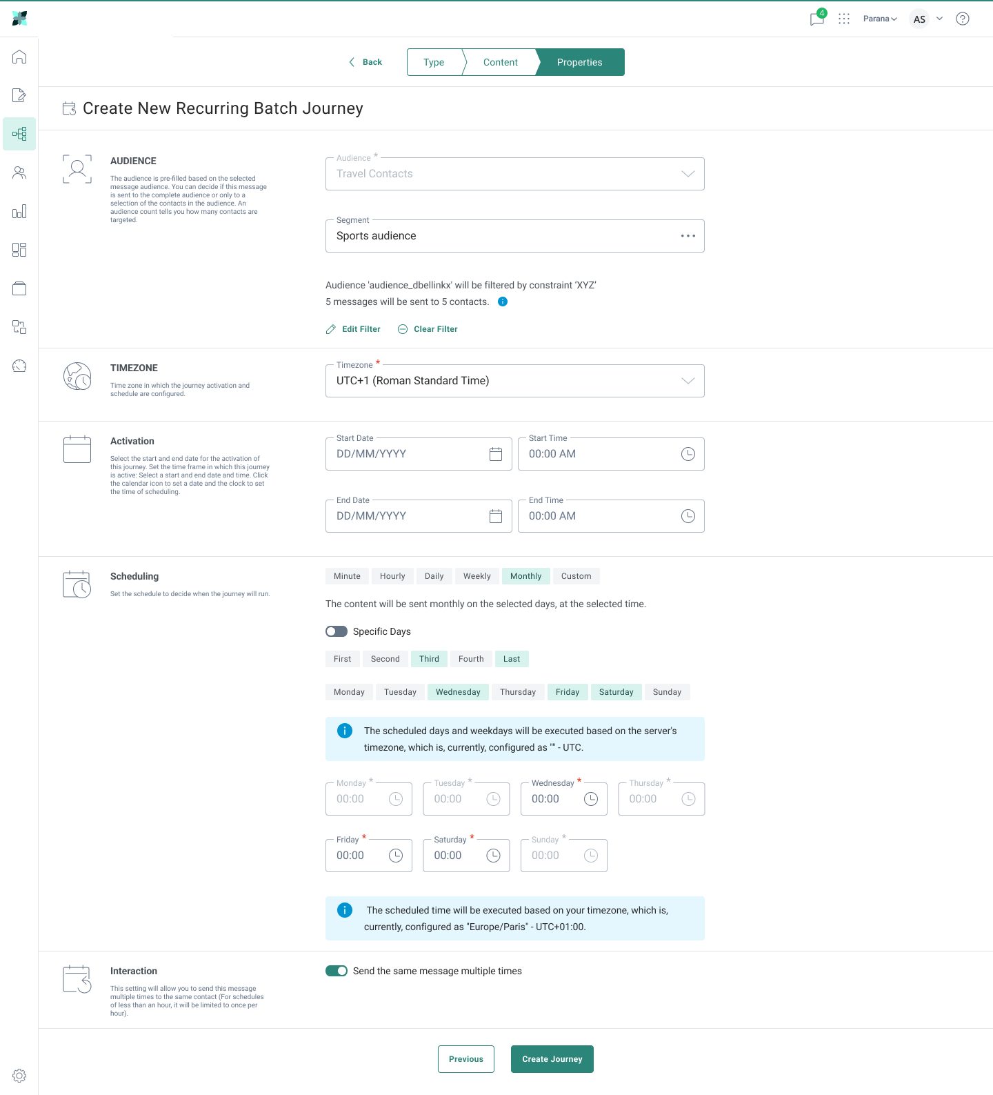 RBJ · Properties: Custom Cadence