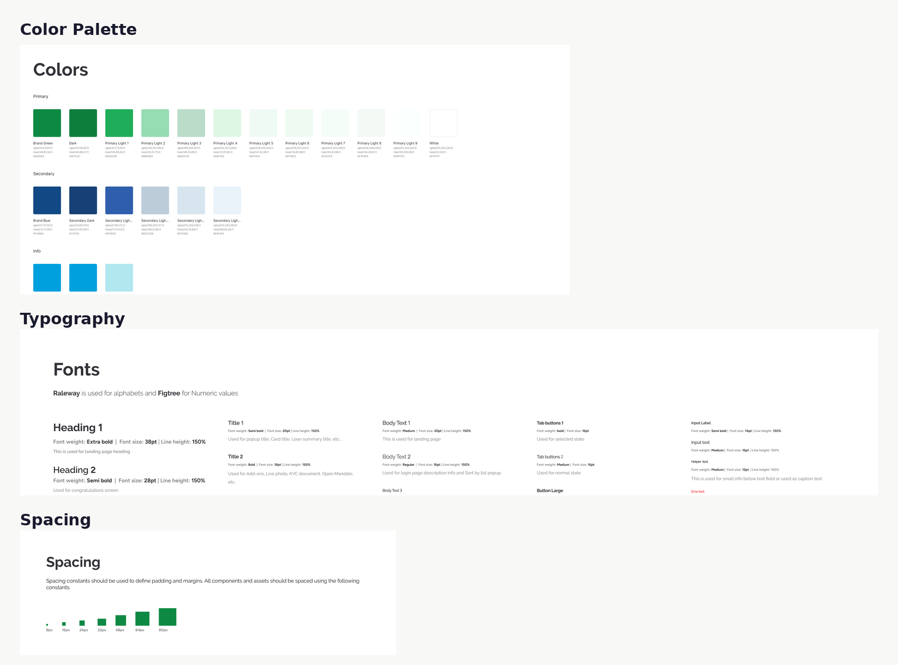 Foundation: Color palette, typography scale, and spacing system