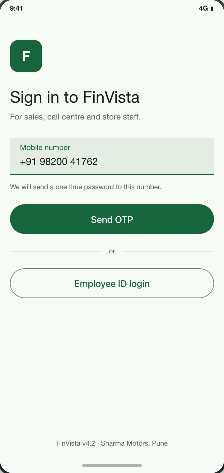 Sign in, for sales and call centre staff