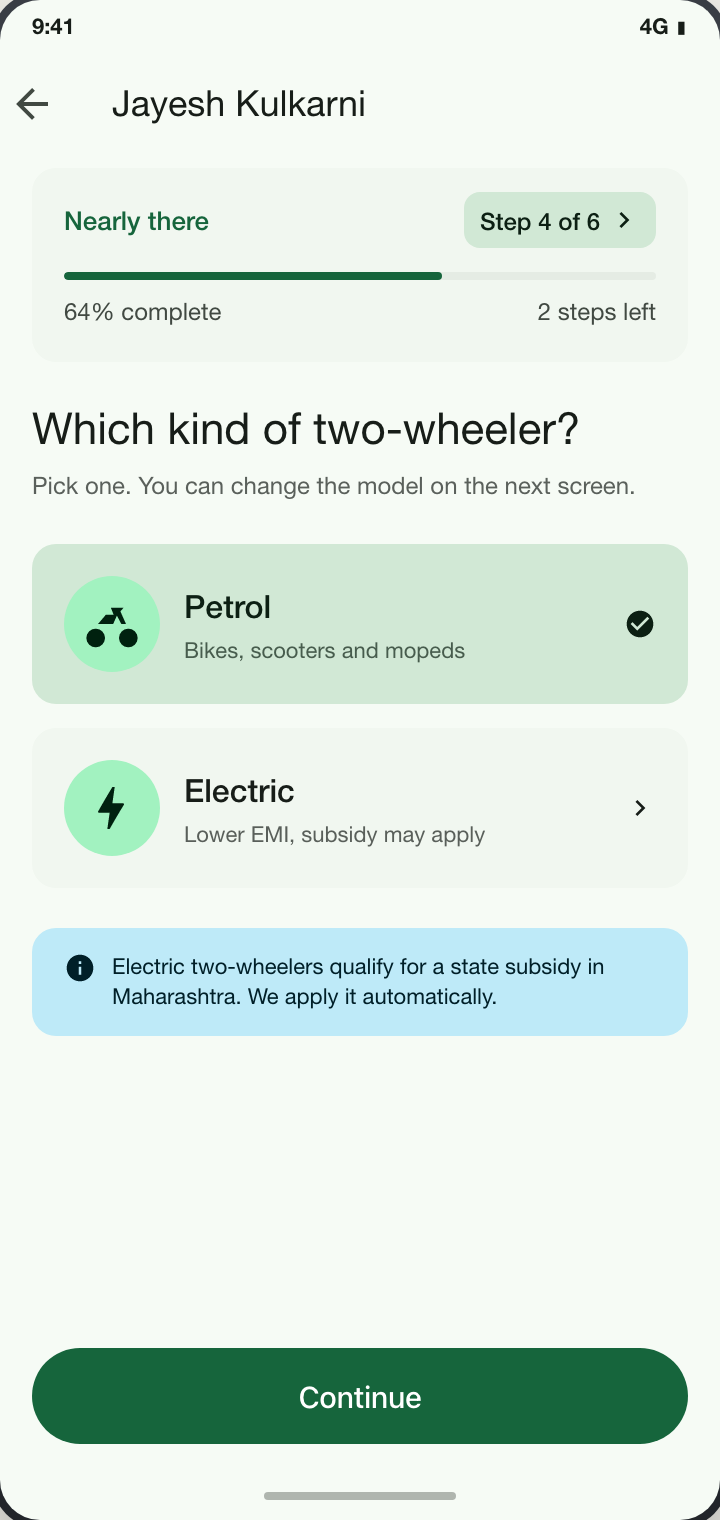 Vehicle type selection