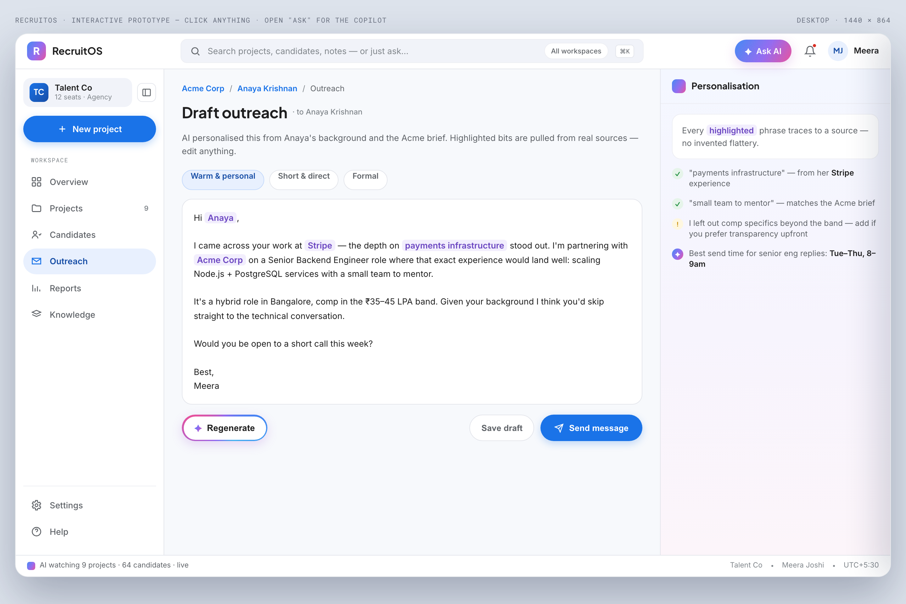 AI outreach composer